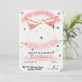 Pink Cocktail 40th Birthday Invitation セーブザデート (スタンド正面)