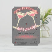 Pink Cocktail 40th Birthday Invitation セーブザデート (スタンド正面)