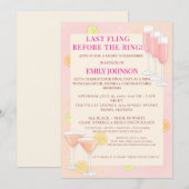 Pink Cocktail Bachelorette Party 招待状 (正面/裏面)