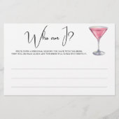 Pink cocktail Bridal shower Who am I game 便箋 (正面)