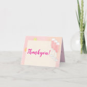 Pink Cocktail & Champagne Bachelorette Photo サンキューカード (正面)