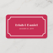 Pink Cocktail Retro Font Wedding Drink Ticket 割引カード (裏面)