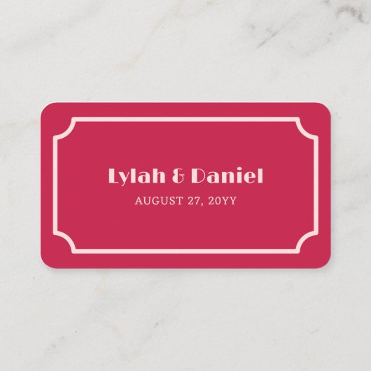 Pink Cocktail Retro Font Wedding Drink Ticket 割引カード (裏面)