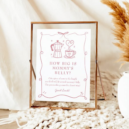 Pink Coffee Baby Shower Belly Sign ポスター