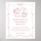 Pink Coffee Baby Shower Belly Sign ポスター (正面)