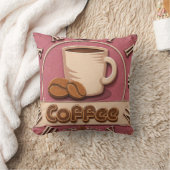 Pink Coffee Feminine Coffee Bar Decor クッション (ブランケット)