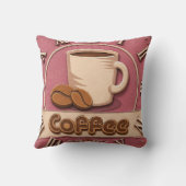 Pink Coffee Feminine Coffee Bar Decor クッション (裏面)