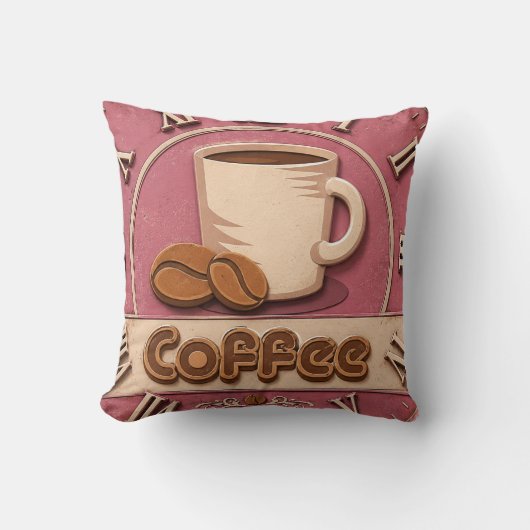 Pink Coffee Feminine Coffee Bar Decor クッション (正面)