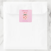 Pink Coffee is My Valentine Cute Sticker スクエアシール (バッグ)