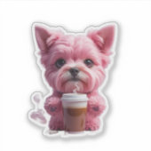 pink coffee puppy シール (正面)