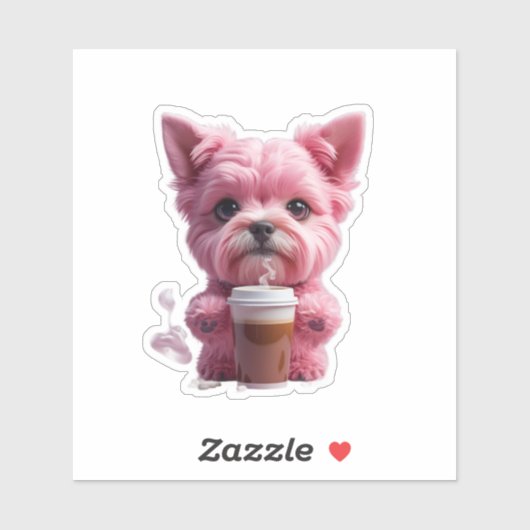 pink coffee puppy シール (シート)