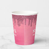 Pink color faux glitter birthday 紙コップ (右)
