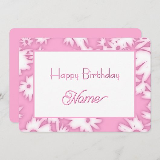 Pink Color Me Daisies Birthday Card シーズンカード (正面/裏面)