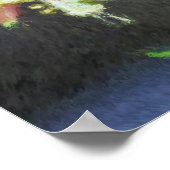 Pink Columbine Impressionist Flower Art Poster ポスター (角)