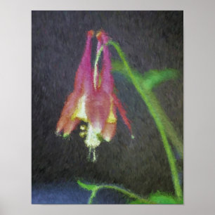 Pink Columbine Impressionist Flower Art Poster ポスター