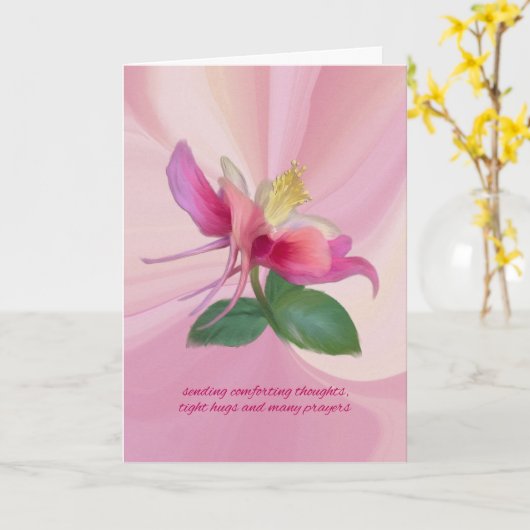 Pink Columbine Melody – Comforting Sympathy カード (黄色い花)