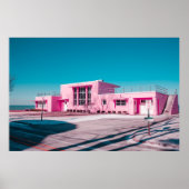 Pink concrete building under clear blue sky ポスター (正面)