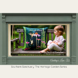 Pink Coneflower & Hummingbird Heritage クッション