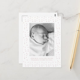 Pink Confetti Baby Birth Announcement Postcard ポストカード