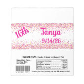Pink Confetti Candy Bar Wrapper Party Favor ノートパッド (正面)