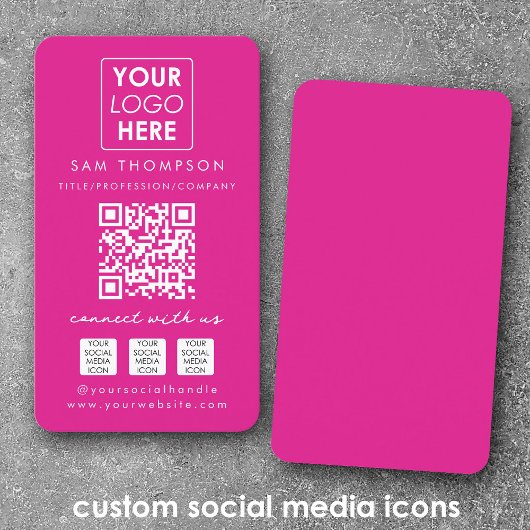 Pink Connect with UsソーシャルメディアQRコードロゴ 名刺