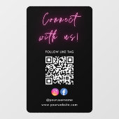 Pink Connect With Us Instagram Facebook Qrコード ウィンドウサイン (シート)