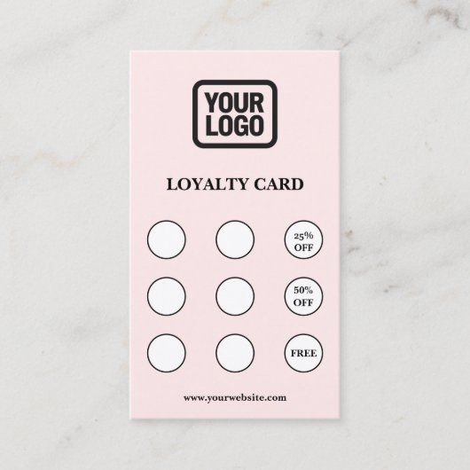 Pink Connect With Us Social QR Code Loyalty Card 名刺 (正面)