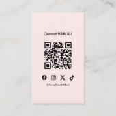 Pink Connect With Us Social QR Code Loyalty Card 名刺 (裏面)