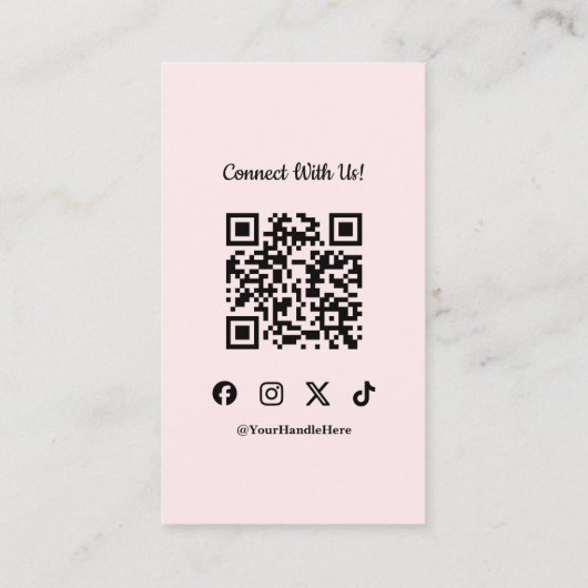 Pink Connect With Us Social QR Code Loyalty Card 名刺 (裏面)