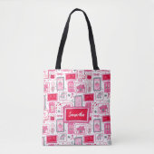 Pink Coquette aesthetic girly whimsical pattern トートバッグ (正面)