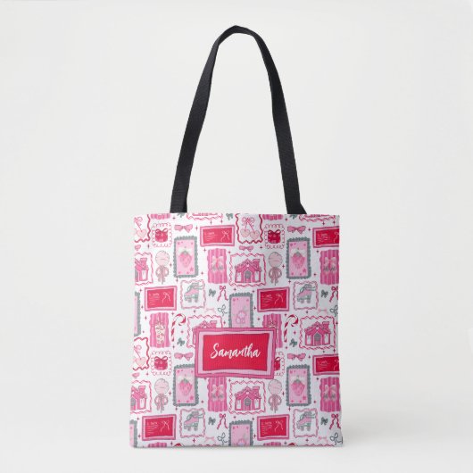 Pink Coquette aesthetic girly whimsical pattern トートバッグ (正面)