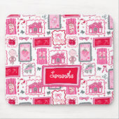 Pink Coquette aesthetic girly whimsical pattern マウスパッド (正面)