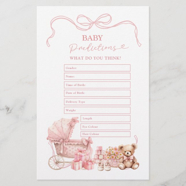 Pink Coquette Baby Carriage Baby Predictions  (正面)