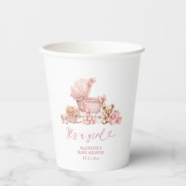 Pink Coquette Baby Carriage Baby Shower Paper Cups 紙コップ