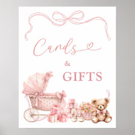 Pink Coquette Baby Carriage Cards and Gifts ポスター