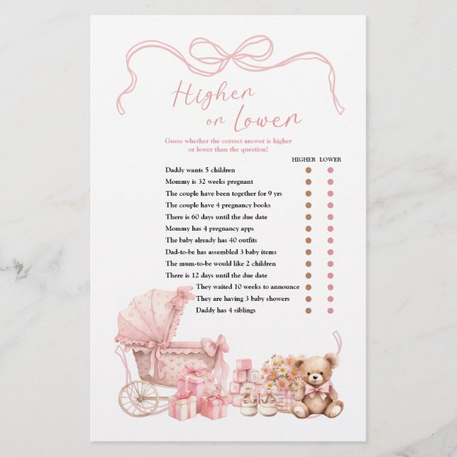Pink Coquette Baby Carriage Higher or Lower  (正面)