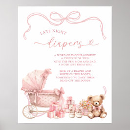 Pink Coquette Baby Carriage Late Diapers Poster ポスター