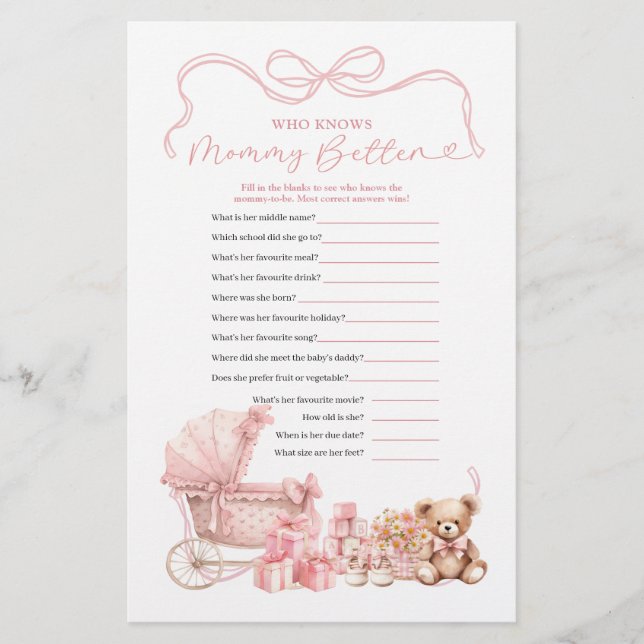 Pink Coquette Baby Carriage Who Know Mommy Better (正面)