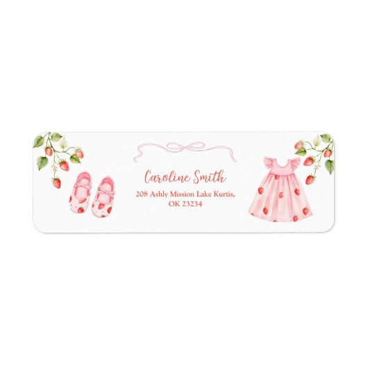 Pink Coquette Baby Clothes Address Label ラベル (正面)