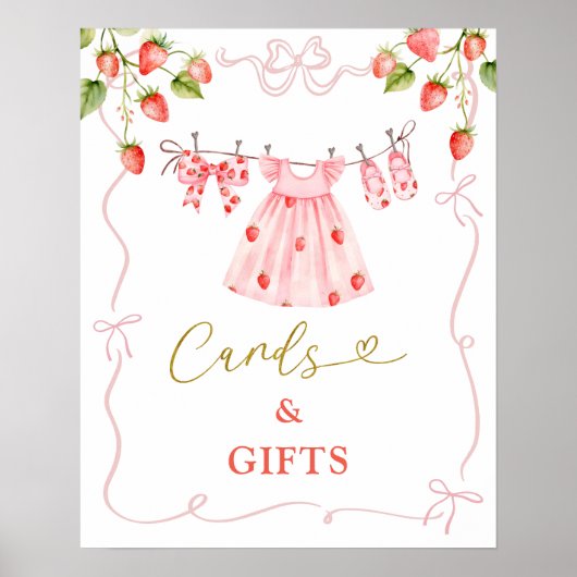 Pink Coquette Baby Clothes Berry Cards and Gifts ポスター (正面)