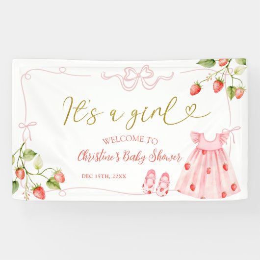 Pink Coquette Baby Clothes Berry Large Banner 横断幕 (横)