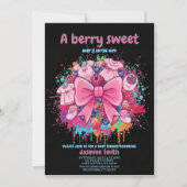 Pink Coquette Baby Clothes Berry Sweet Baby Shower 招待状 (正面)