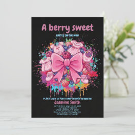 Pink Coquette Baby Clothes Berry Sweet Baby Shower 招待状