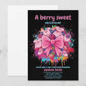 Pink Coquette Baby Clothes Berry Sweet Baby Shower 招待状 (正面/裏面)