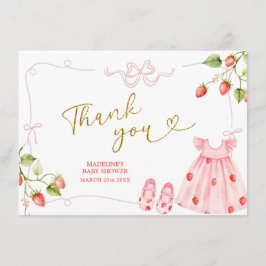 Pink Coquette Baby Clothes Berry Thank You Card エンクロージャーカード