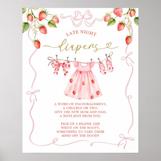Pink Coquette Baby Clothes Late Diapers Poster ポスター (正面)