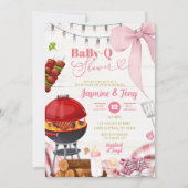 Pink Coquette Backyard BabyQ Baby Shower 招待状 (正面)