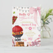 Pink Coquette Backyard BabyQ Baby Shower 招待状 (スタンド正面)