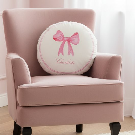Pink Coquette Bow ラウンドクッション