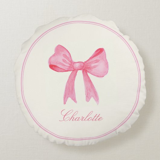 Pink Coquette Bow ラウンドクッション (裏面)
